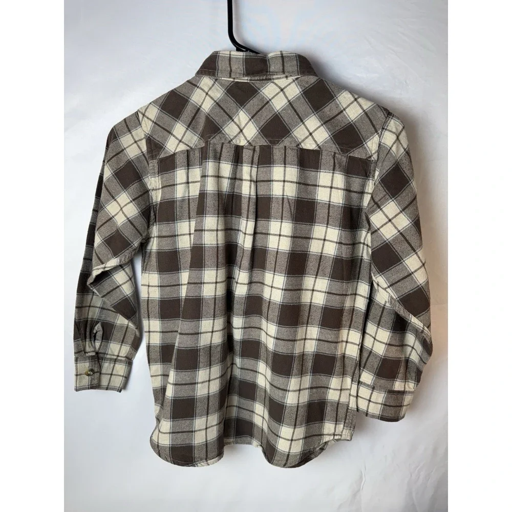 Gymboree Boys Sz M 7/8 Collared Shirt Brown Plaid Button‎ Up Woven Preppy